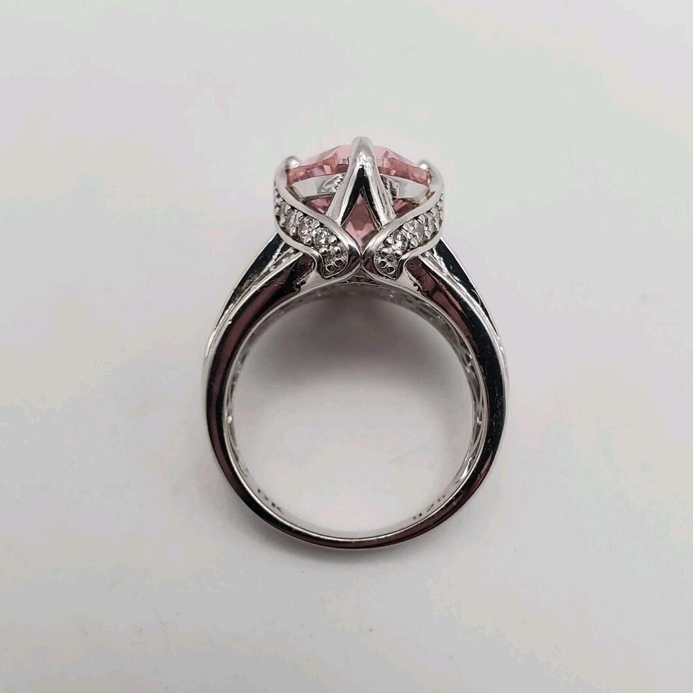 DK Sterling Silver 925 Pink Kunzite & Clear CZ Stone Ring - Size 7 - Picture 9 of 14